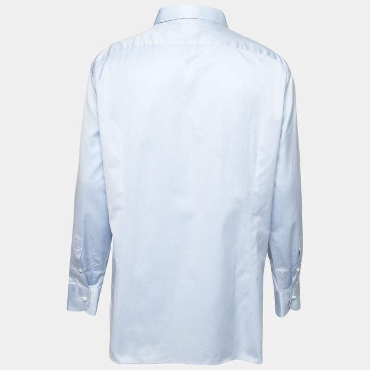 Pre Owned Ermenegildo Zegna Blue Cotton Regular Fit Button Front Shirt XXL
