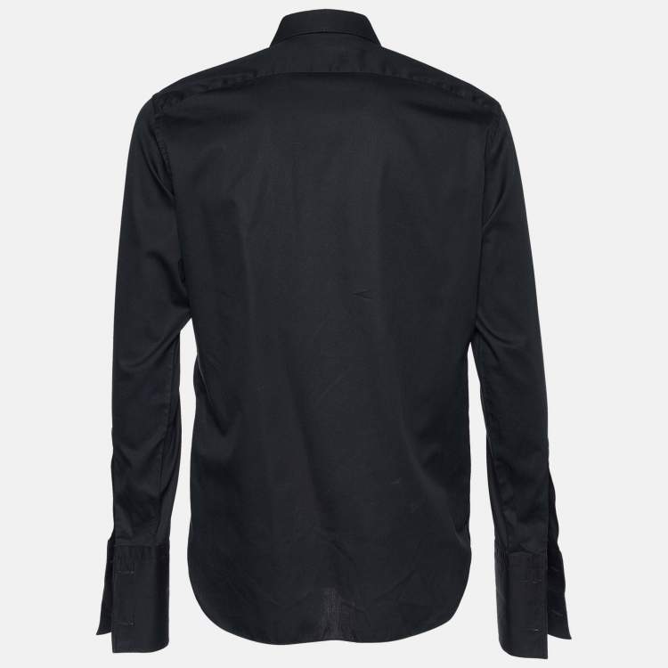 Pre Owned Ermenegildo Zegna Black Cotton Button Front Shirt M
