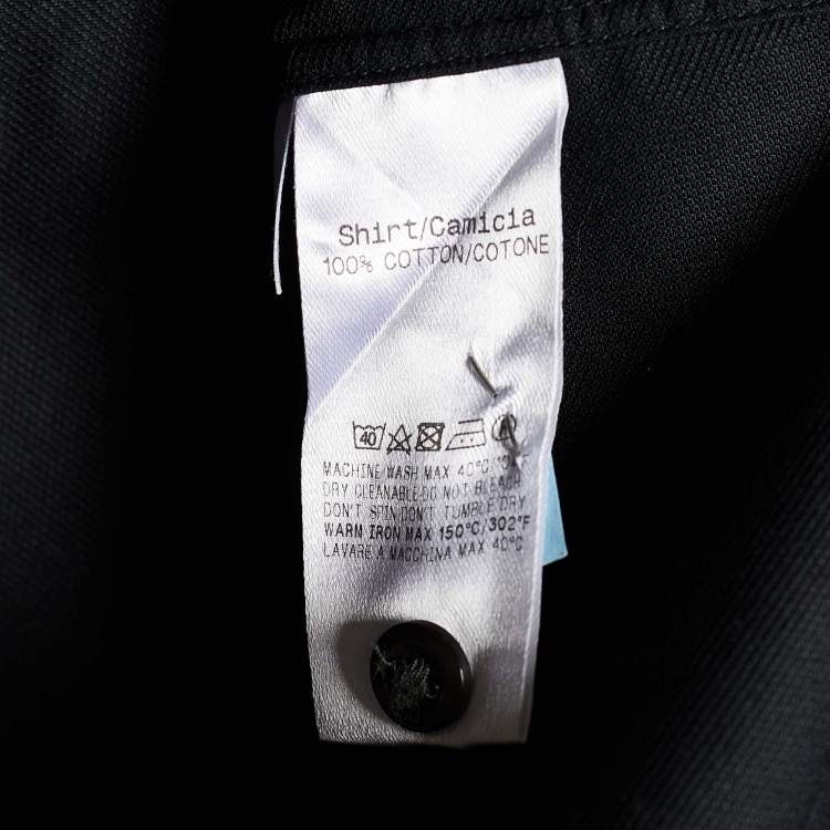 Pre Owned Ermenegildo Zegna Black Cotton Button Front Shirt M