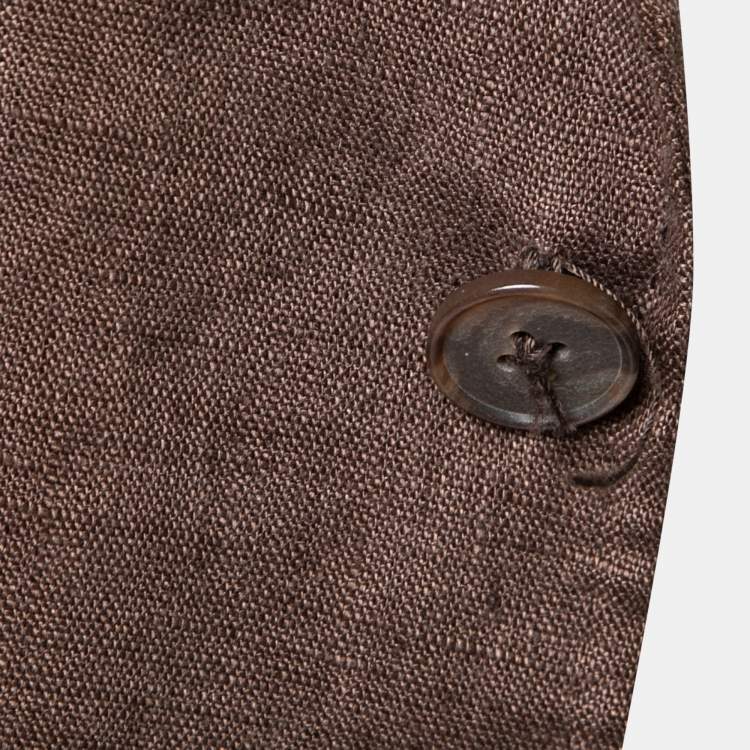 Pre Owned Ermenegildo Zegna Brown Linen Single Breasted Blazer XL