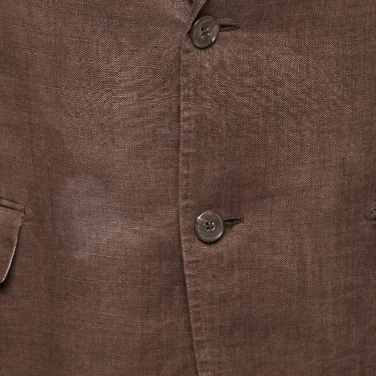 Pre Owned Ermenegildo Zegna Brown Linen Single Breasted Blazer XL