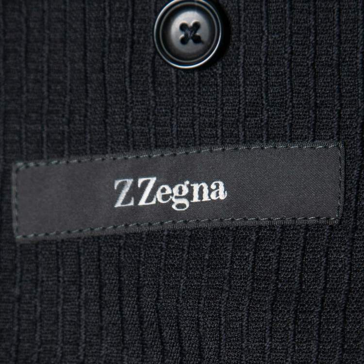 Pre Owned Ermenegildo Zegna Black Textured Wool Long Sleeve Blazer XL