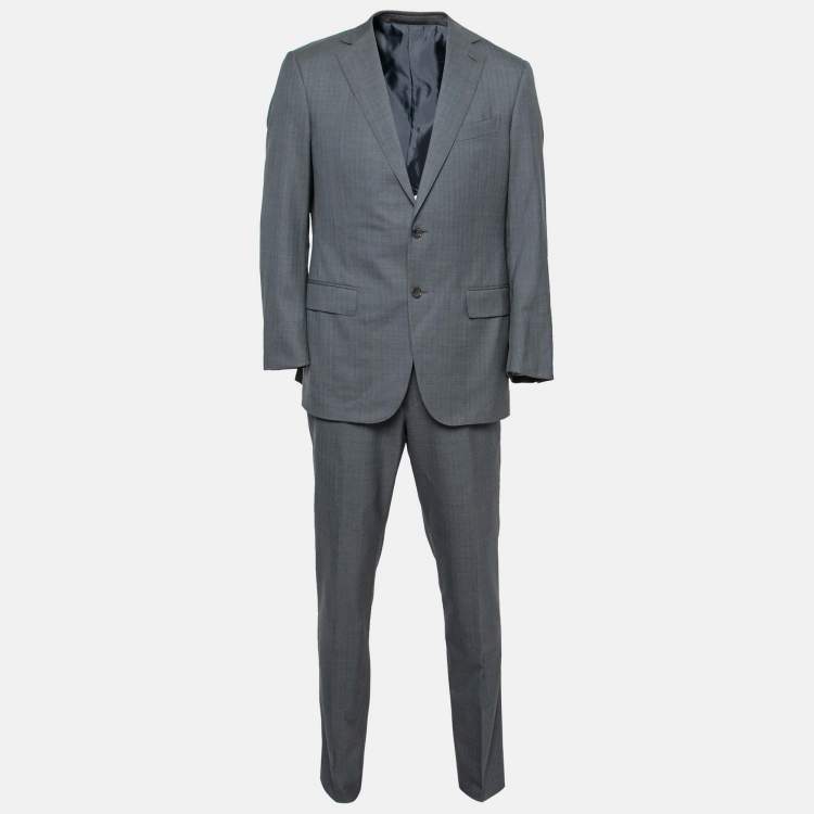 Pre Owned Ermenegildo Zegna Grey Wool Blazer Suit L