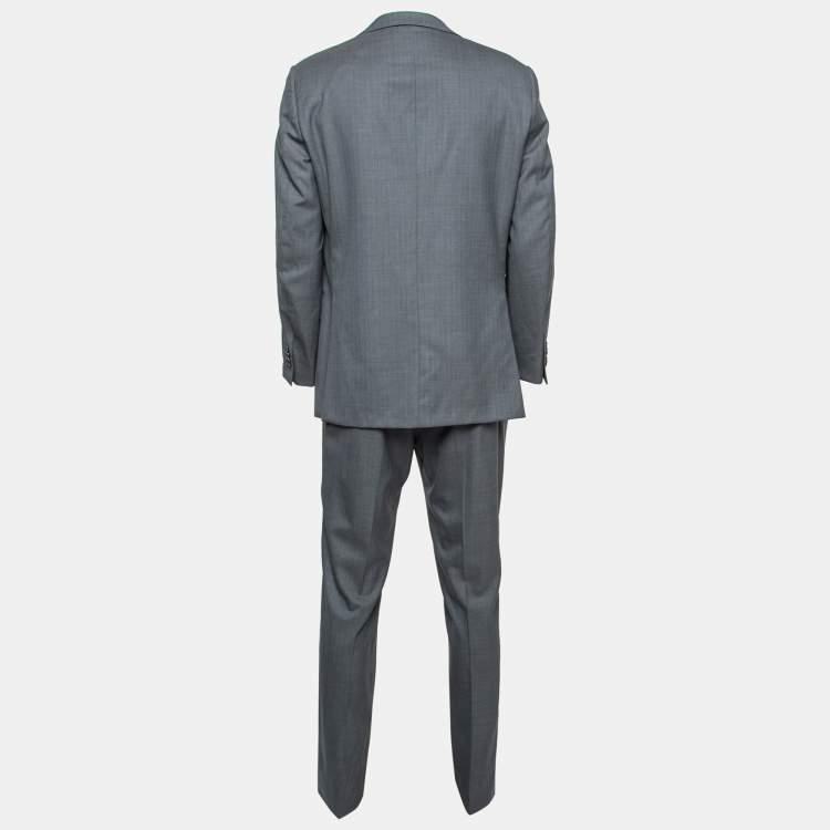 Pre Owned Ermenegildo Zegna Grey Wool Blazer Suit L