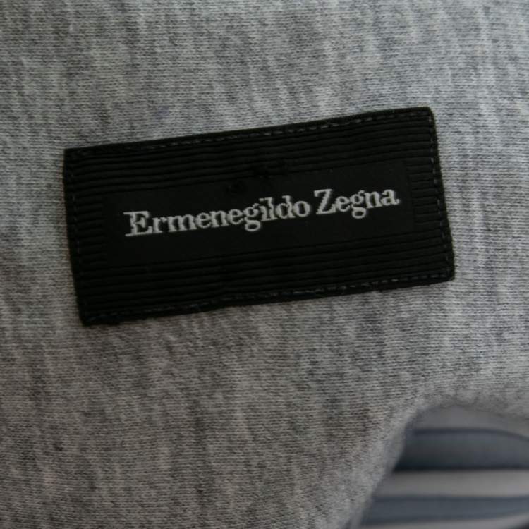 Pre Owned Ermenegildo Zegna Blue and White Striped Cotton Shirt XL