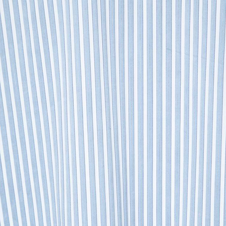 Pre Owned Ermenegildo Zegna Blue and White Striped Cotton Shirt XL