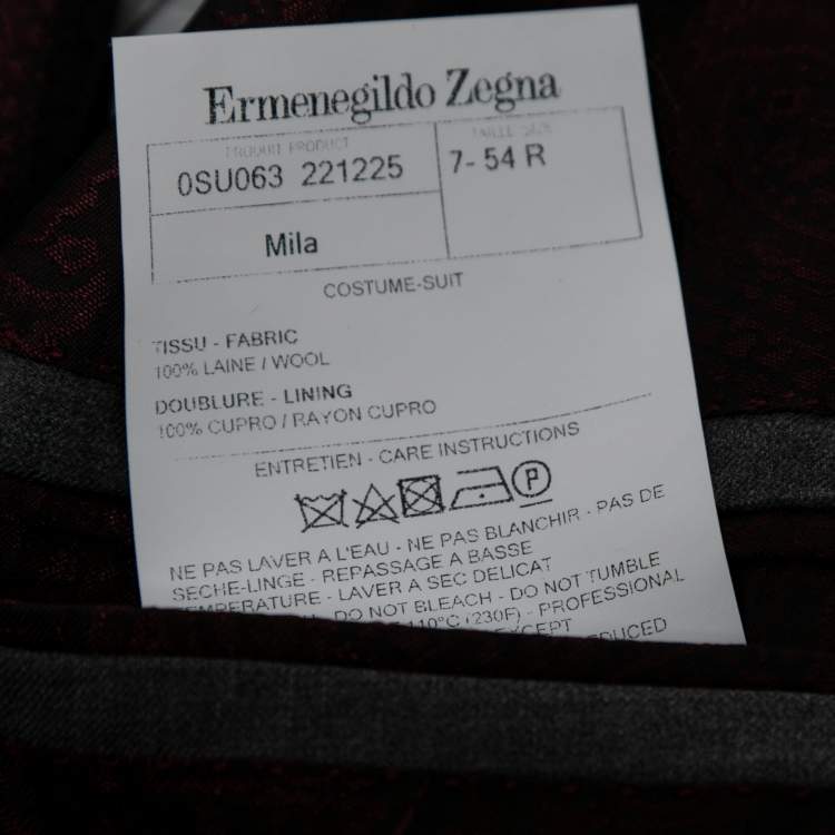 Pre Owned Ermenegildo Zegna Grey Wool Single Breasted Suit XXL