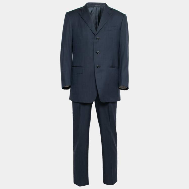 Pre Owned Ermenegildo Zegna Navy Blue Roma Wool Single-Breasted Suit L