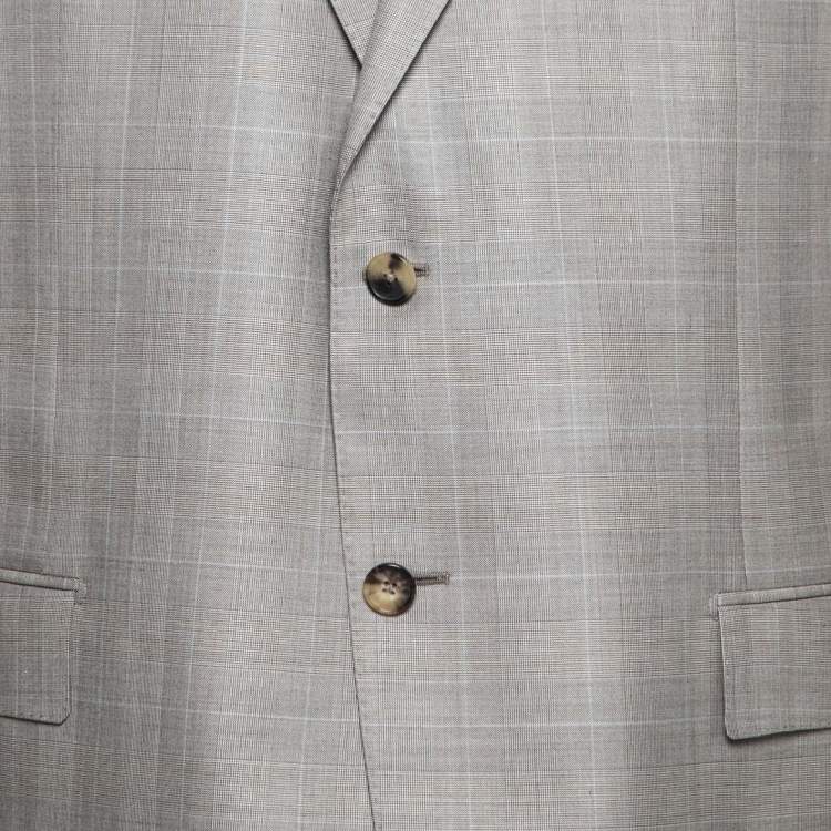 مملوكة مسبقًا Ermenegildo Zegna Grey Check Pattern Silk Single Breasted Suit 4XL