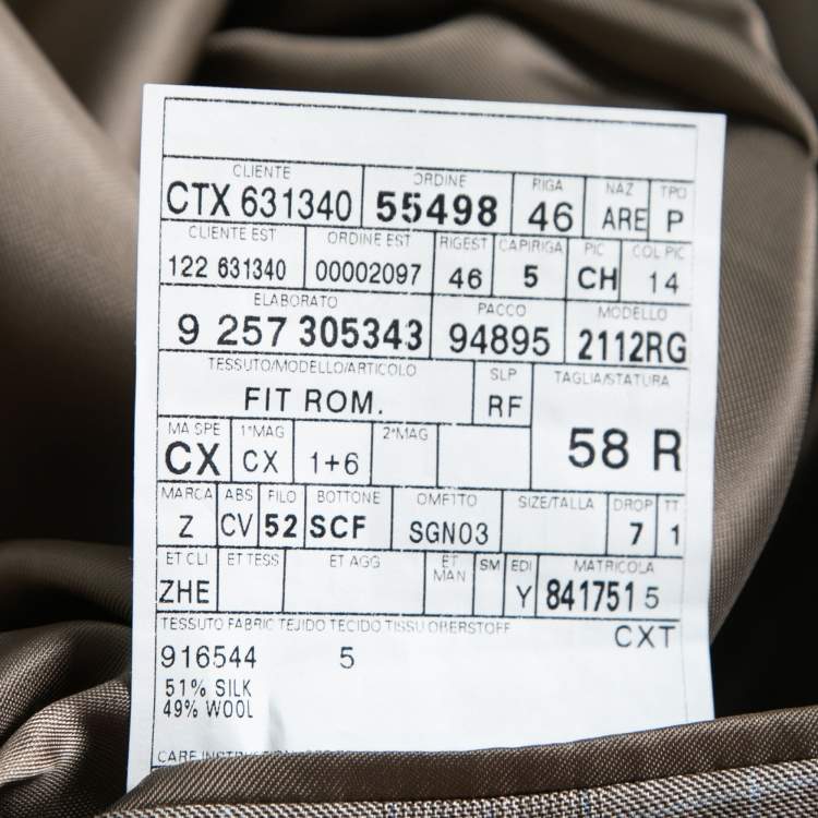 مملوكة مسبقًا Ermenegildo Zegna Grey Check Pattern Silk Single Breasted Suit 4XL