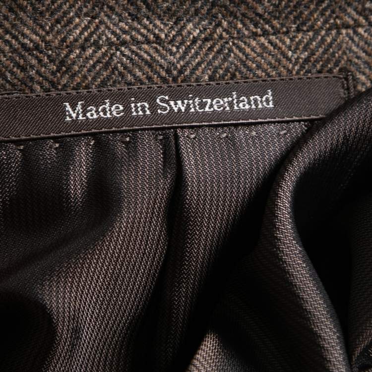 Pre Owned Ermenegildo Zegna Brown Herringbone Trofeo Cashmere Single Breasted Jacket 3XL