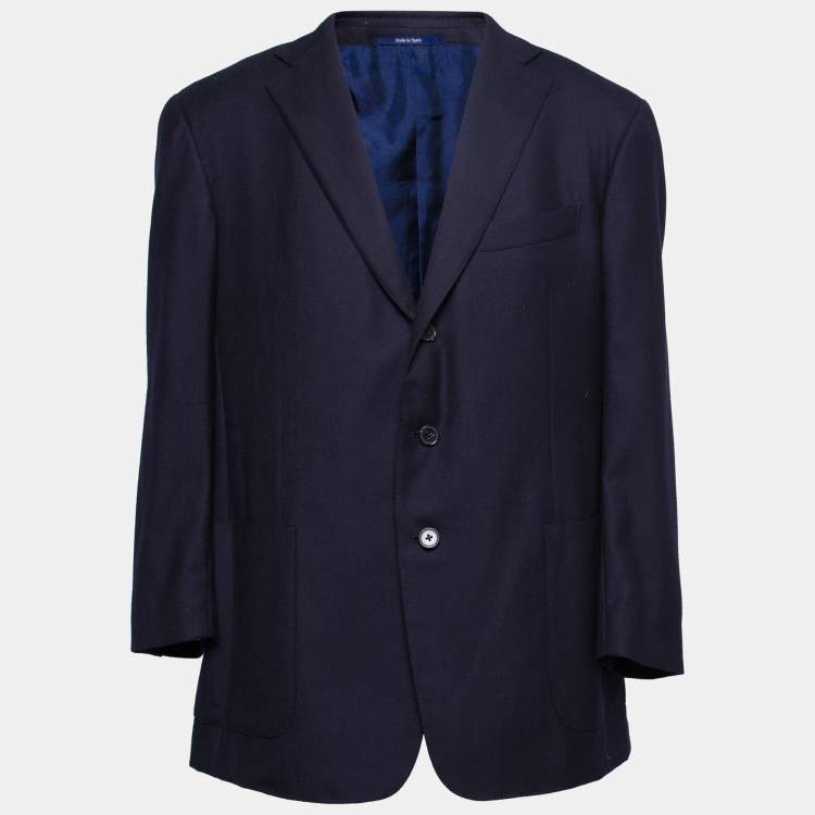 Pre Owned Ermenegildo Zegna Dark Blue Wool Single-Breasted Blazer 3XL