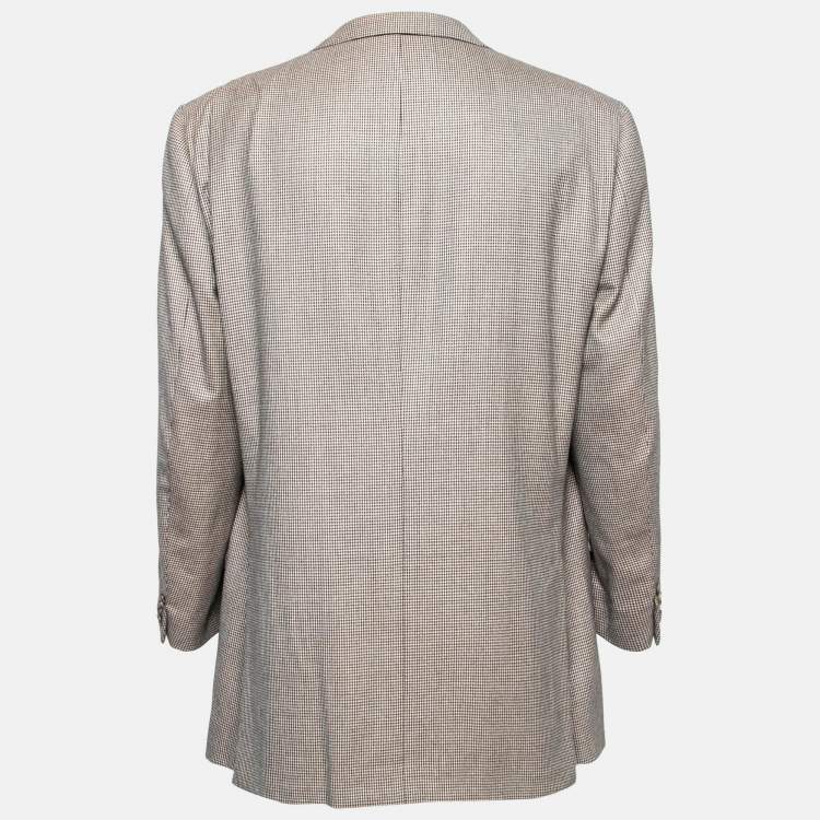 Pre Owned Ermenegildo Zegna Brown Houndstooth Wool Single-Breasted Blazer 4XL