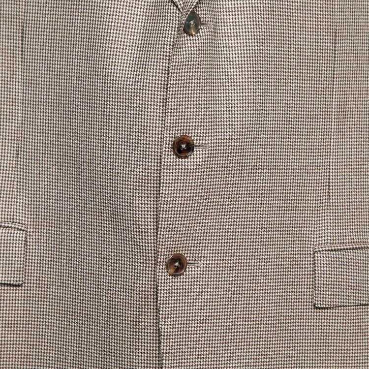 Pre Owned Ermenegildo Zegna Brown Houndstooth Wool Single-Breasted Blazer 4XL