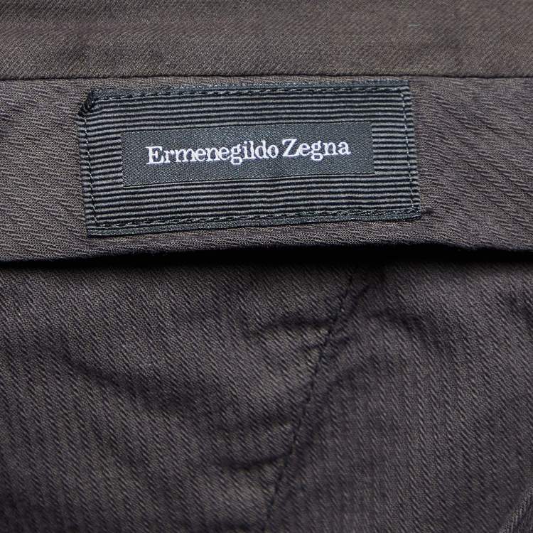 Pre Owned Ermenegildo Zegna Brown Cotton Blend Regular Fit Pants L