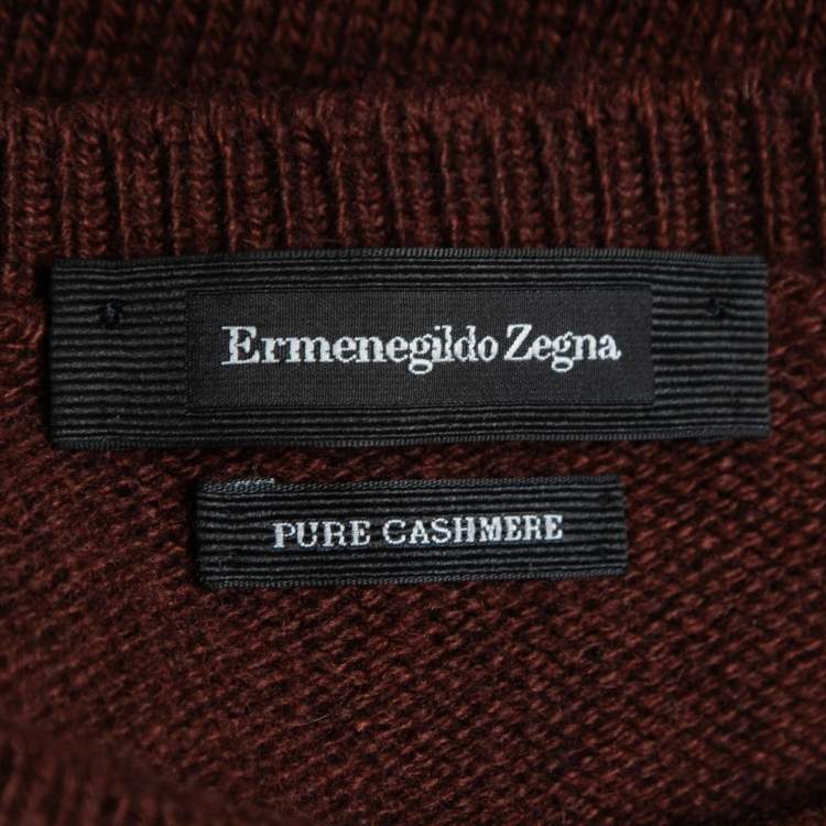 Pre Owned Ermenegildo Zegna Burgundy Cashmere Crewneck Sweater 3XL