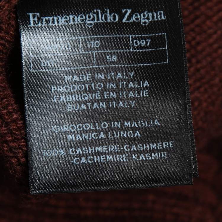 Pre Owned Ermenegildo Zegna Burgundy Cashmere Crewneck Sweater 3XL