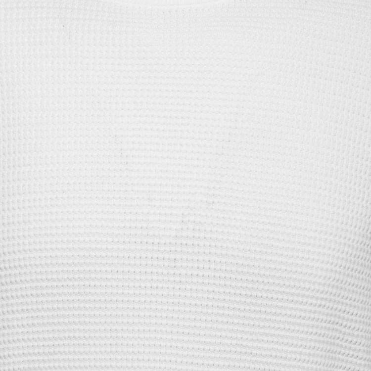 Pre Owned Ermenegildo Zegna White Textured Cotton Knit Sweater 2XL