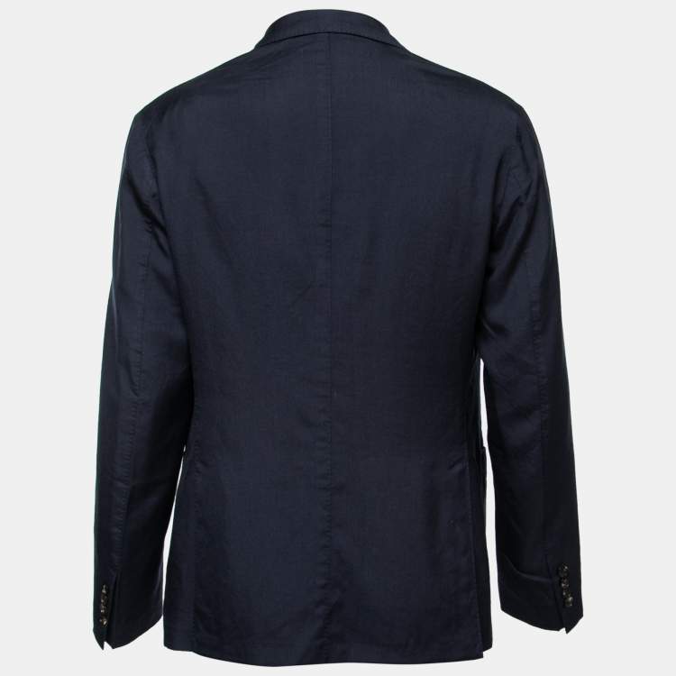 Pre Owned Ermenegildo Zegna Navy Blue Cashmere Single-Breasted Blazer L