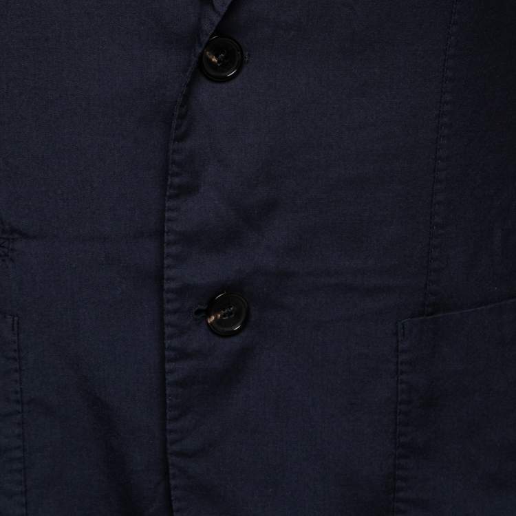 Pre Owned Ermenegildo Zegna Navy Blue Cashmere Single-Breasted Blazer L