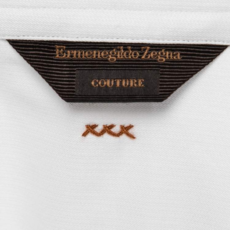 Pre Owned Ermenegildo Zegna Couture White Cotton Button-Front Shirt M/L    