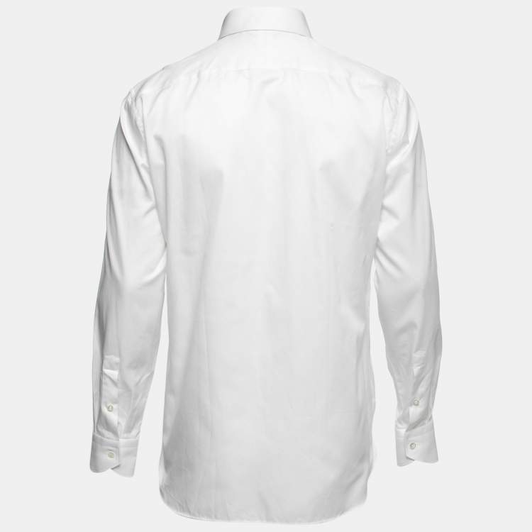 Pre Owned Ermenegildo Zegna Couture White Cotton Button-Front Shirt M/L    