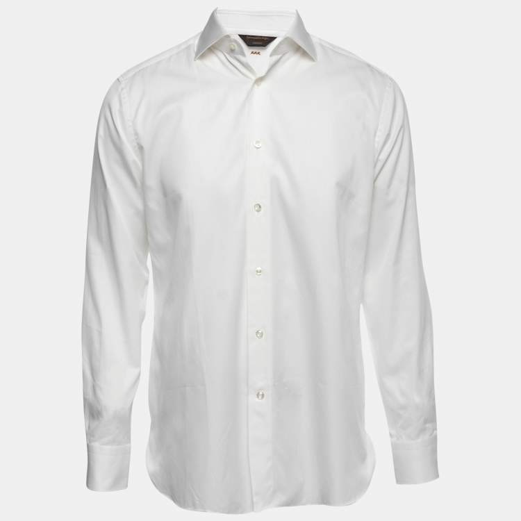 Pre Owned Ermenegildo Zegna Couture White Cotton Button-Front Shirt M/L    