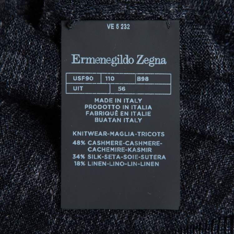 Pre Owned Ermenegildo Zegna Couture Dark Grey Cashmere Crewneck Sweater 3XL
