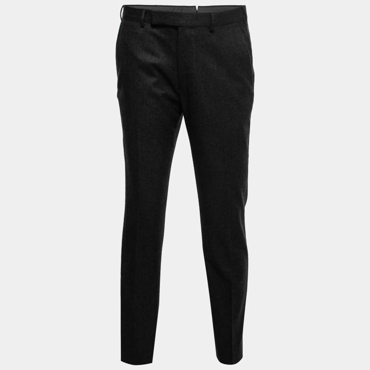 Pre Owned Ermenegildo Zegna Charcoal Grey Wool Slim Fit Trousers L