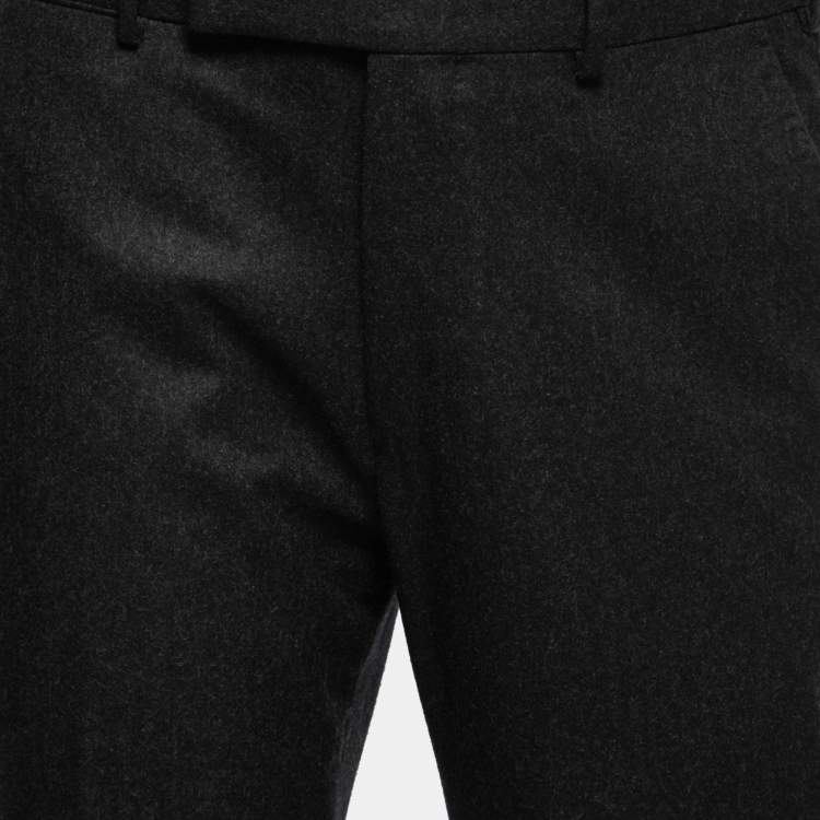 Pre Owned Ermenegildo Zegna Charcoal Grey Wool Slim Fit Trousers L
