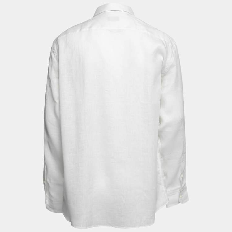 Pre Owned Ermenegildo Zegna White Linen Button Front Shirt 2XL