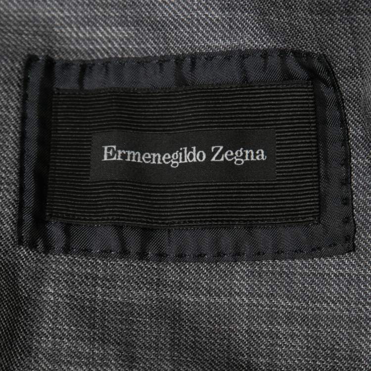 Pre Owned Ermenegildo Zegna Grey Patterned Wool  Single-Breasted Blazer XL