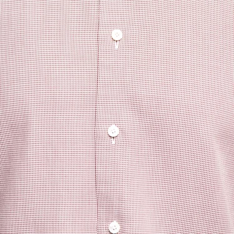 Pre Owned Ermenegildo Zegna Red Geometric Patterned Cotton Button Front Shirt M 