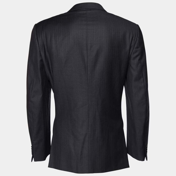 Pre Owned Ermenegildo Zegna Black Striped Wool Trofeo Blazer 3XL