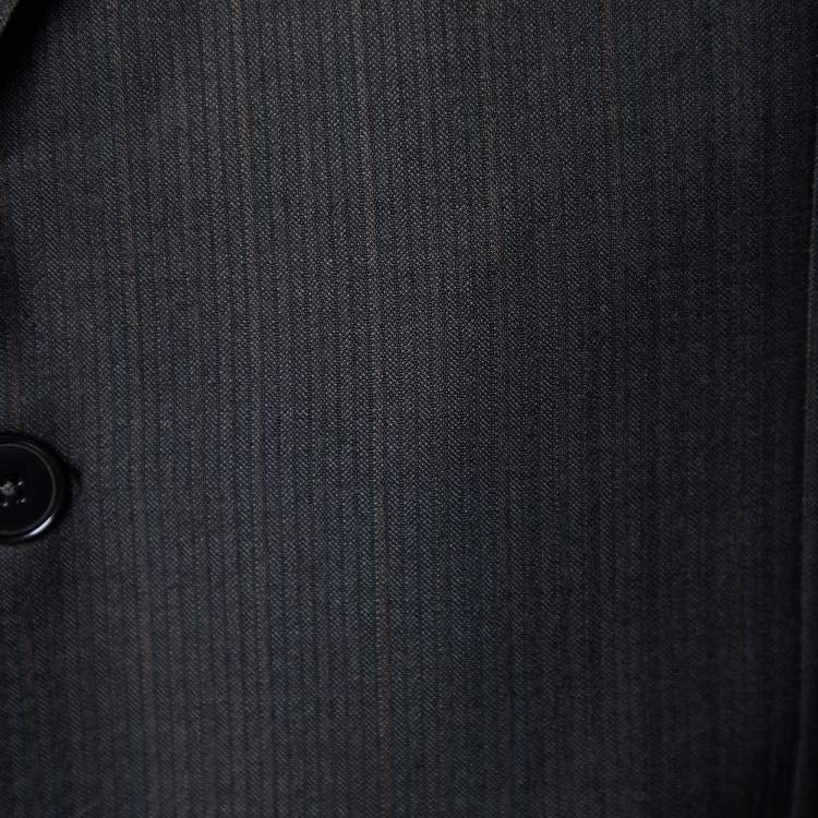 Pre Owned Ermenegildo Zegna Black Striped Wool Trofeo Blazer 3XL