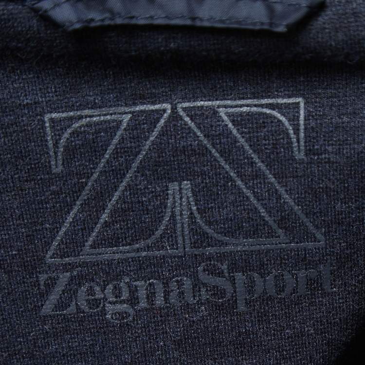 Pre Owned Ermenegildo Zegna Dark Blue Cotton Zip-Up Jacket 3XL