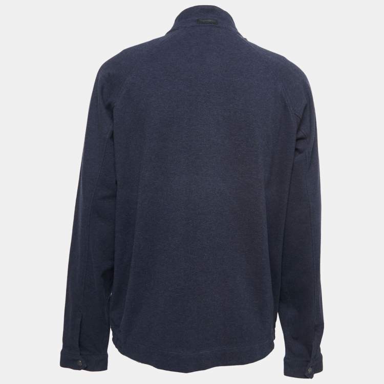 Pre Owned Ermenegildo Zegna Dark Blue Cotton Zip-Up Jacket 3XL