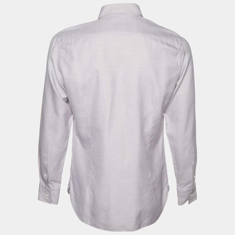Pre Owned Ermenegildo Zegna Light Purple Patterned Cotton H Contemporaray Fit Shirt L