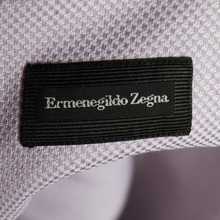 Pre Owned Ermenegildo Zegna Light Purple Patterned Cotton H Contemporaray Fit Shirt L