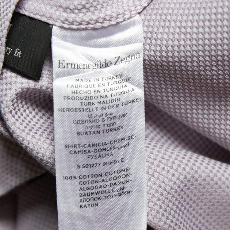 Pre Owned Ermenegildo Zegna Light Purple Patterned Cotton H Contemporaray Fit Shirt L