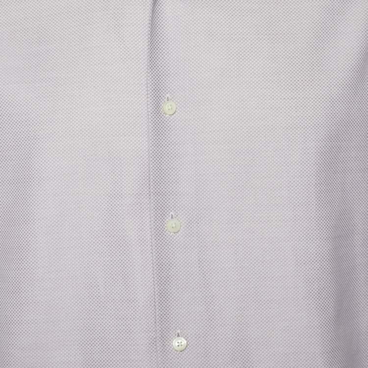 Pre Owned Ermenegildo Zegna Light Purple Patterned Cotton H Contemporaray Fit Shirt L