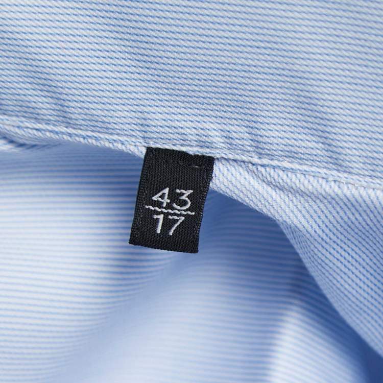 Pre Owned Ermenegildo Zegna Blue Striped Cotton Trofeo Tailored Fit Button Front Shirt XXL