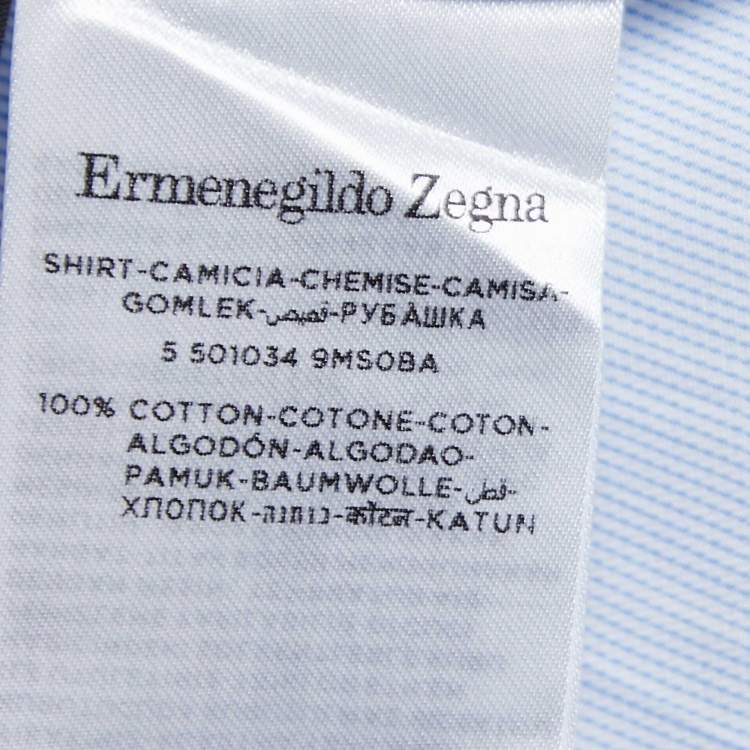 Pre Owned Ermenegildo Zegna Blue Striped Cotton Trofeo Tailored Fit Button Front Shirt XXL