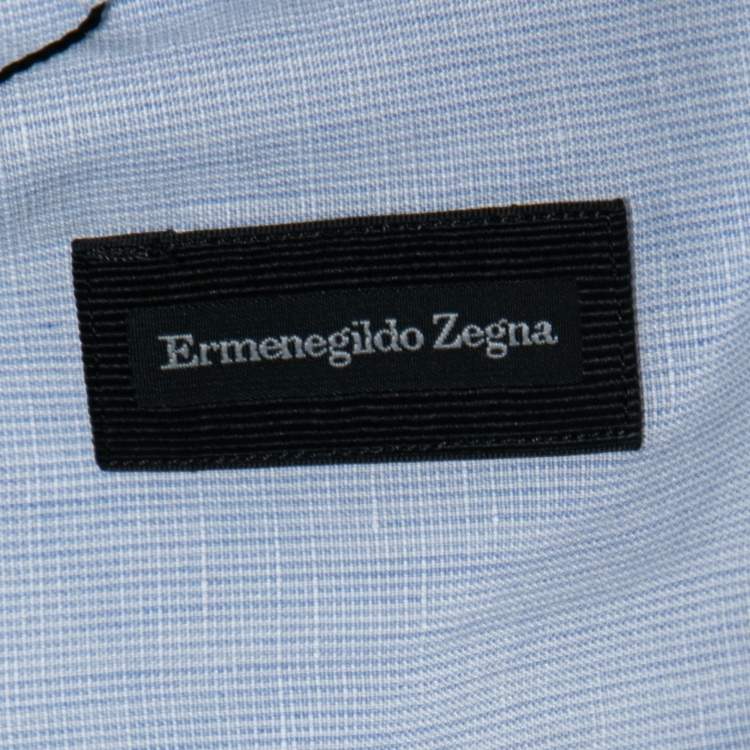 Pre Owned Ermenegildo Zegna Blue Striped Cotton and Linen Button Front Shirt XXXL