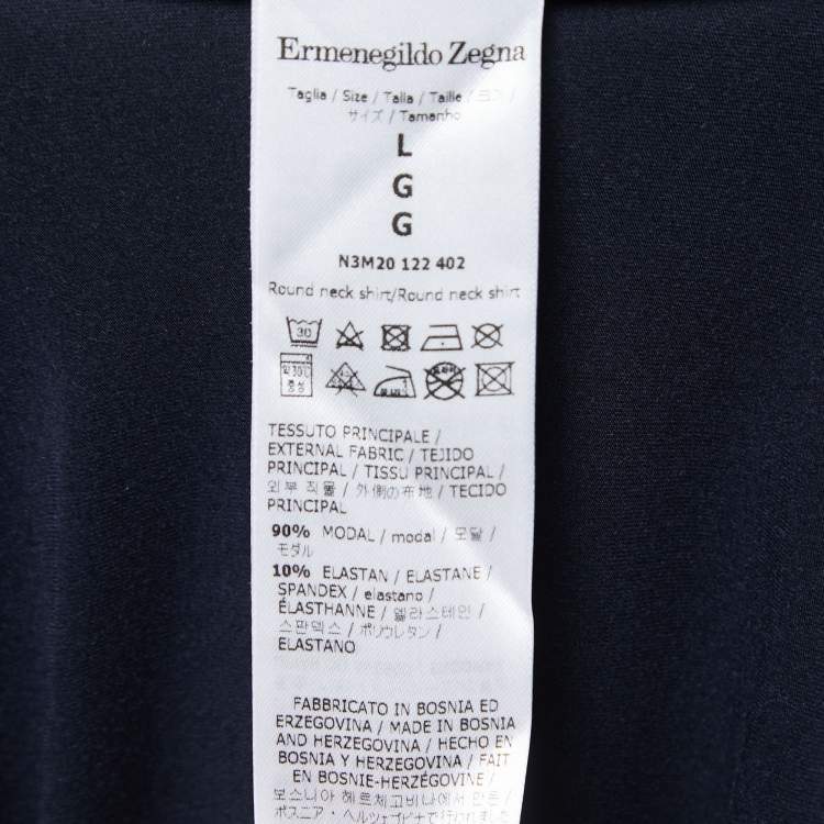 Pre Owned Ermenegildo Zegna Navy Blue Modal Round Neck T-Shirt L