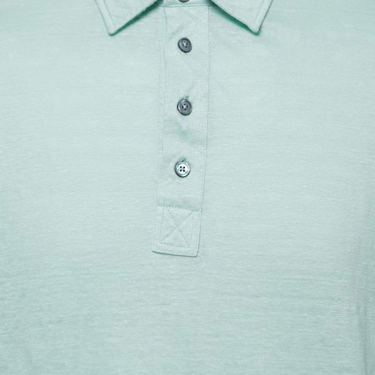 Pre Owned Ermenegildo Zegna Pale Green Linen Polo T-Shirt L