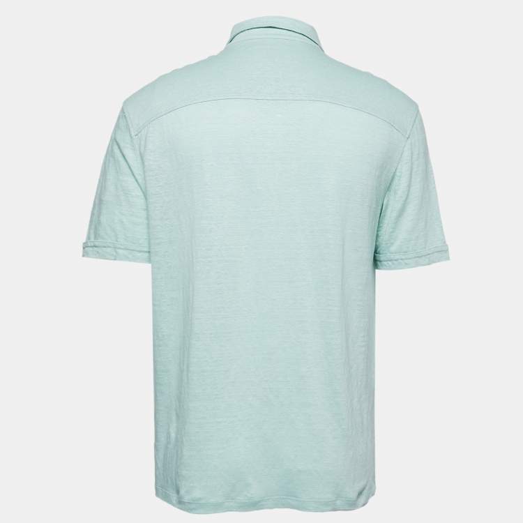 Ermenegildo Zegna Pale Green Linen Polo T-Shirt L