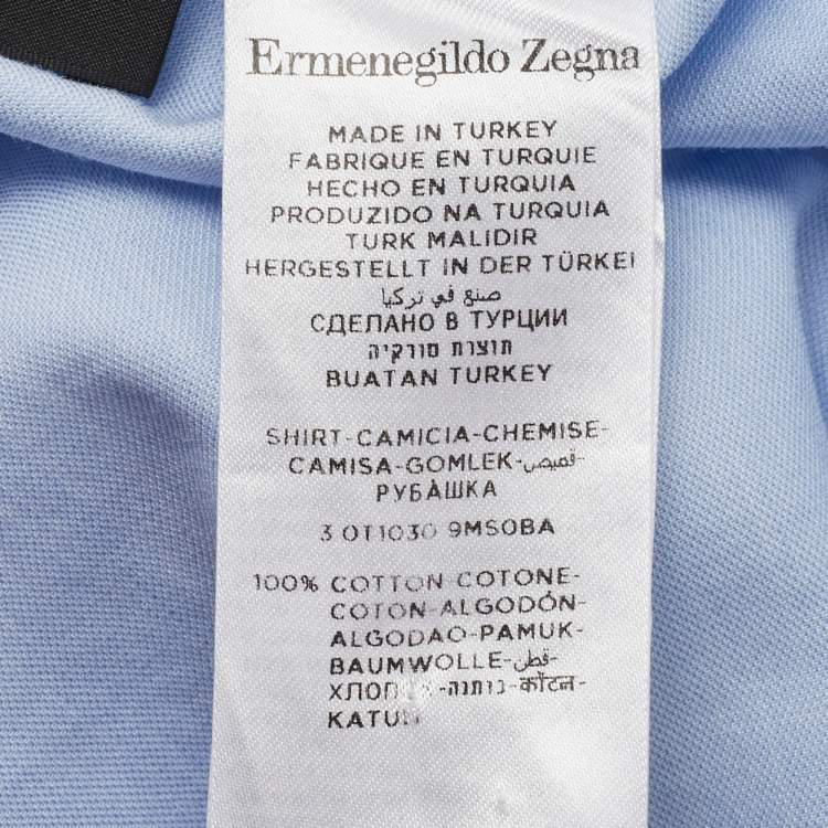 Pre Owned Ermenegildo Zegna Light Blue Cotton Slim Fit Shirt L