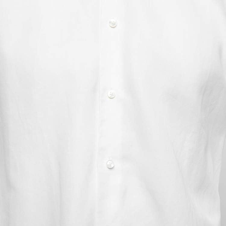 Pre Owned Ermenegildo Zegna White Cotton & Linen Tailored Fit Shirt M