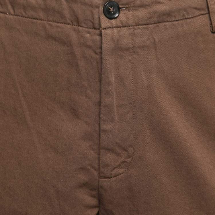 Pre Owned Ermenegildo Zegna Brown Cotton & Linen Shorts 4XL